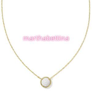 Volleyball Gold Short Pendant Necklace in White Mother-of-Pearl